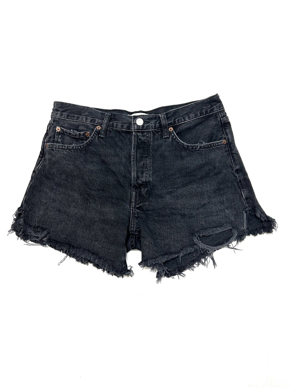 AGOLDE Organic Cotton Parker Gray Denim Distressed cutoff Jean Shorts Size 28
